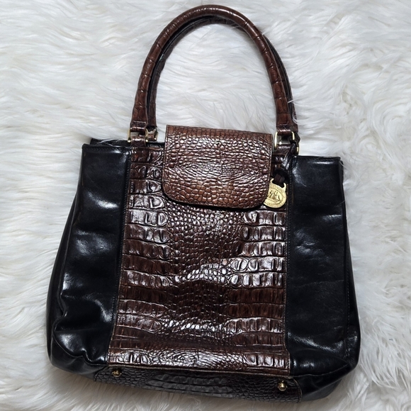Brahmin Handbags - Brahmin Brown and Black Crocodile Pattern Handbag